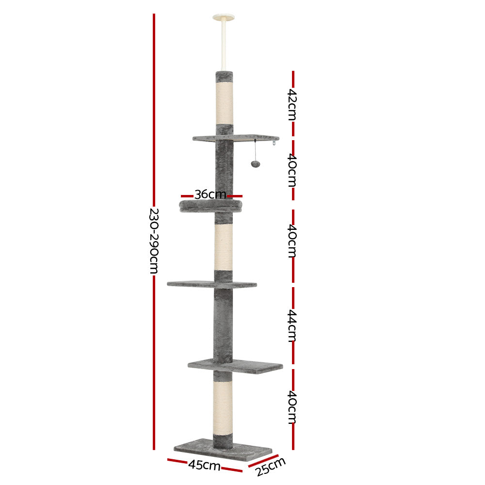 i.Pet Cat Tree 290cm Tower Scratching Post Scratcher Floor to Ceiling Cats Bed Big Bedding Australia