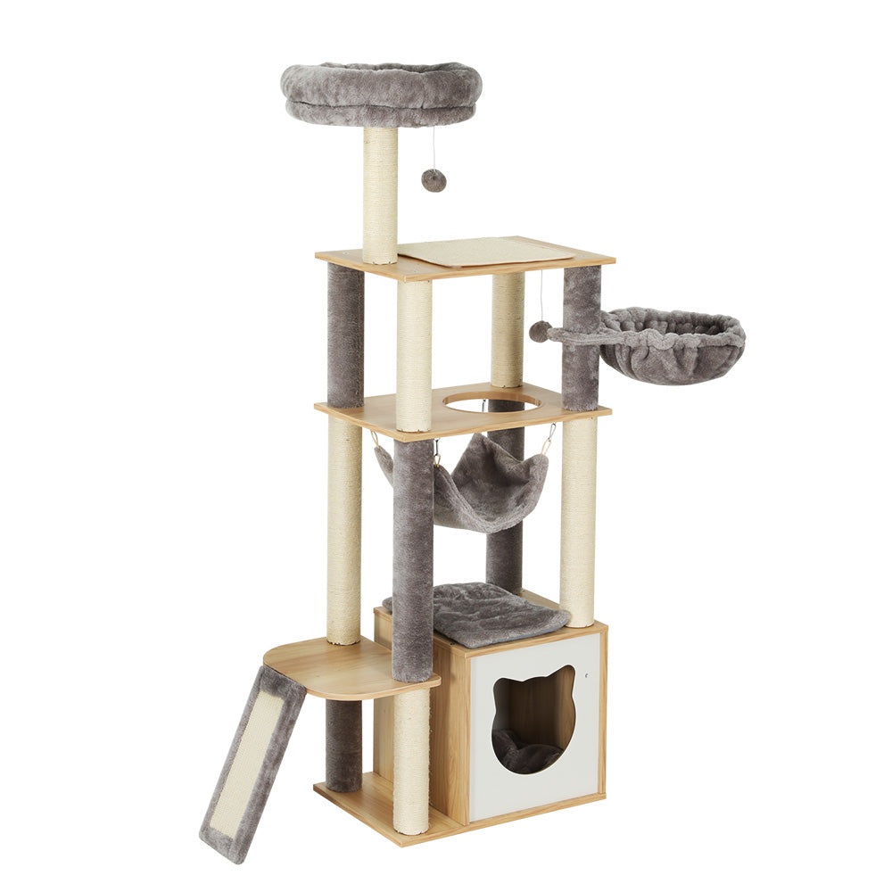 i.Pet Cat Tree 152cm Tower Scratching Post Scratcher Wood Bed Condo Toys House Ladder Big Bedding Australia