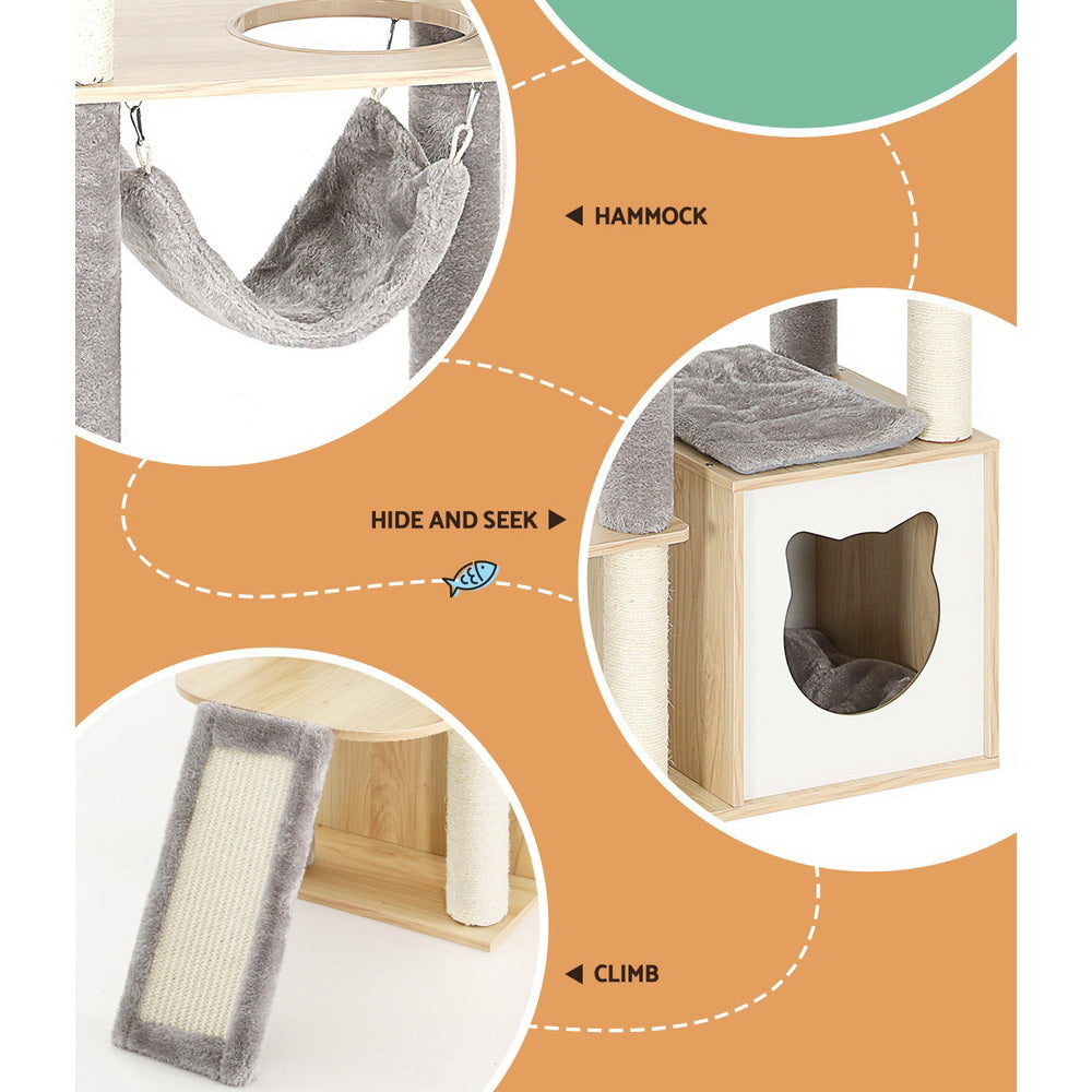 i.Pet Cat Tree 152cm Tower Scratching Post Scratcher Wood Bed Condo Toys House Ladder Big Bedding Australia