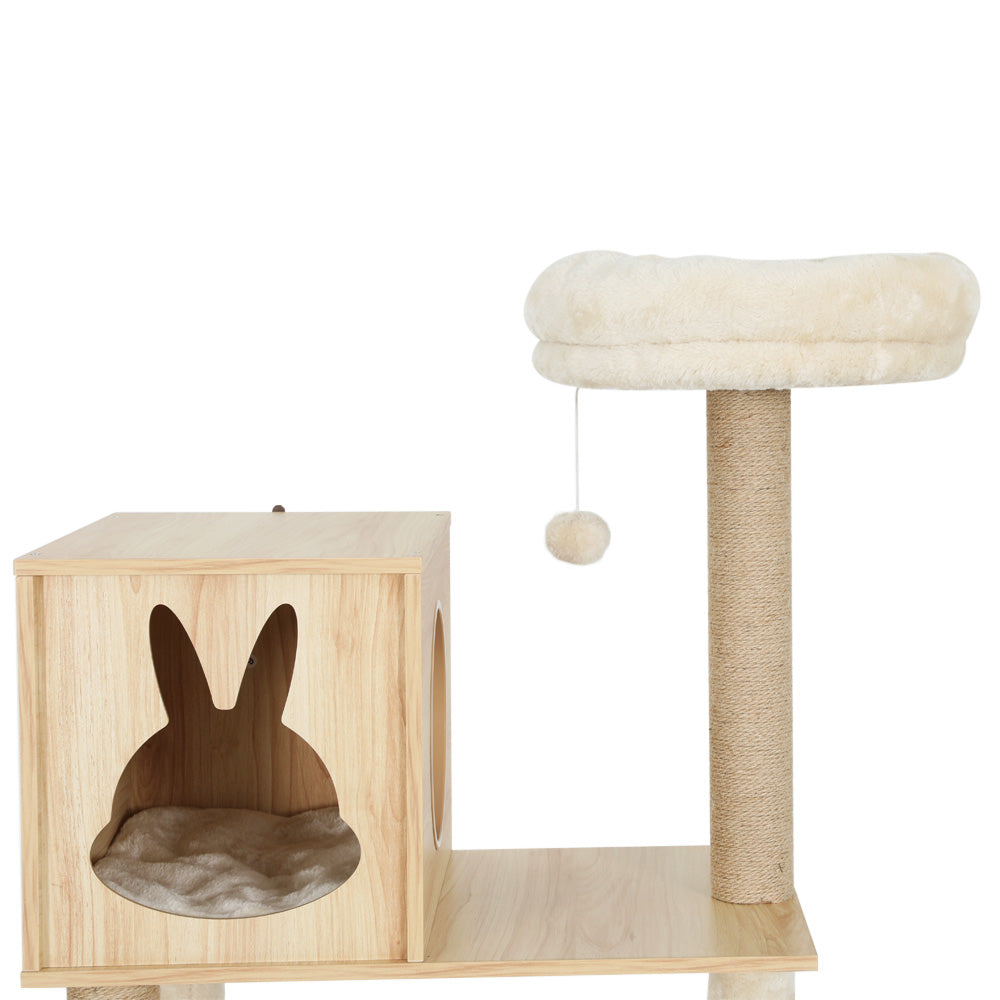 i.Pet Cat Tree 141cm Tower Scratching Post Scratcher Wood Bed Condo Toys House Ladder Big Bedding Australia