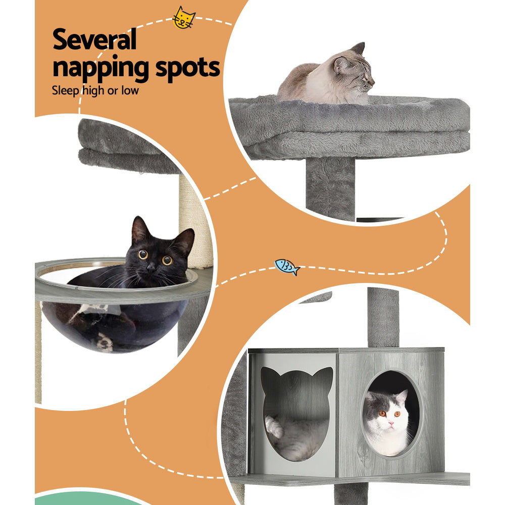 i.Pet Cat Tree 178cm Tower Scratching Post Scratcher Wood Bed Condo House Wooden Ladder Big Bedding Australia