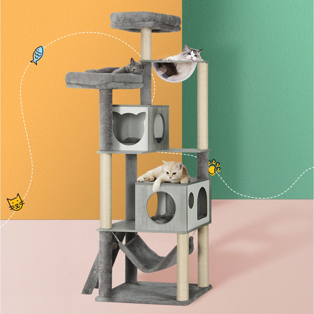 i.Pet Cat Tree 178cm Tower Scratching Post Scratcher Wood Bed Condo House Wooden Ladder Big Bedding Australia