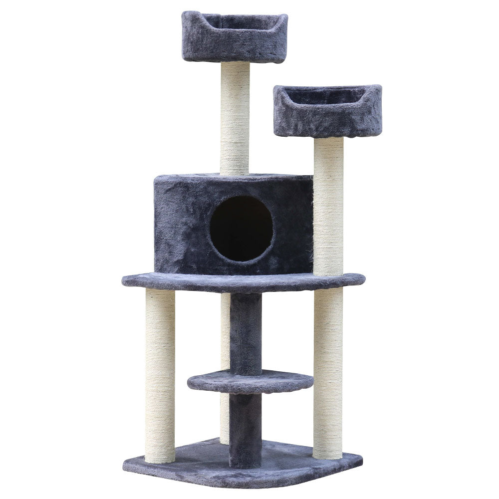 i.Pet Cat Tree 126cm Tower Scratching Post Scratcher Condo Trees House Grey Big Bedding Australia