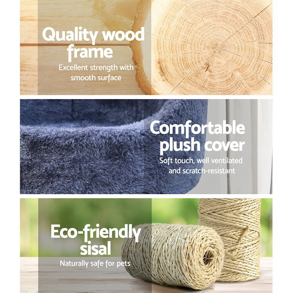 i.Pet Cat Tree 126cm Tower Scratching Post Scratcher Condo Trees House Grey Big Bedding Australia