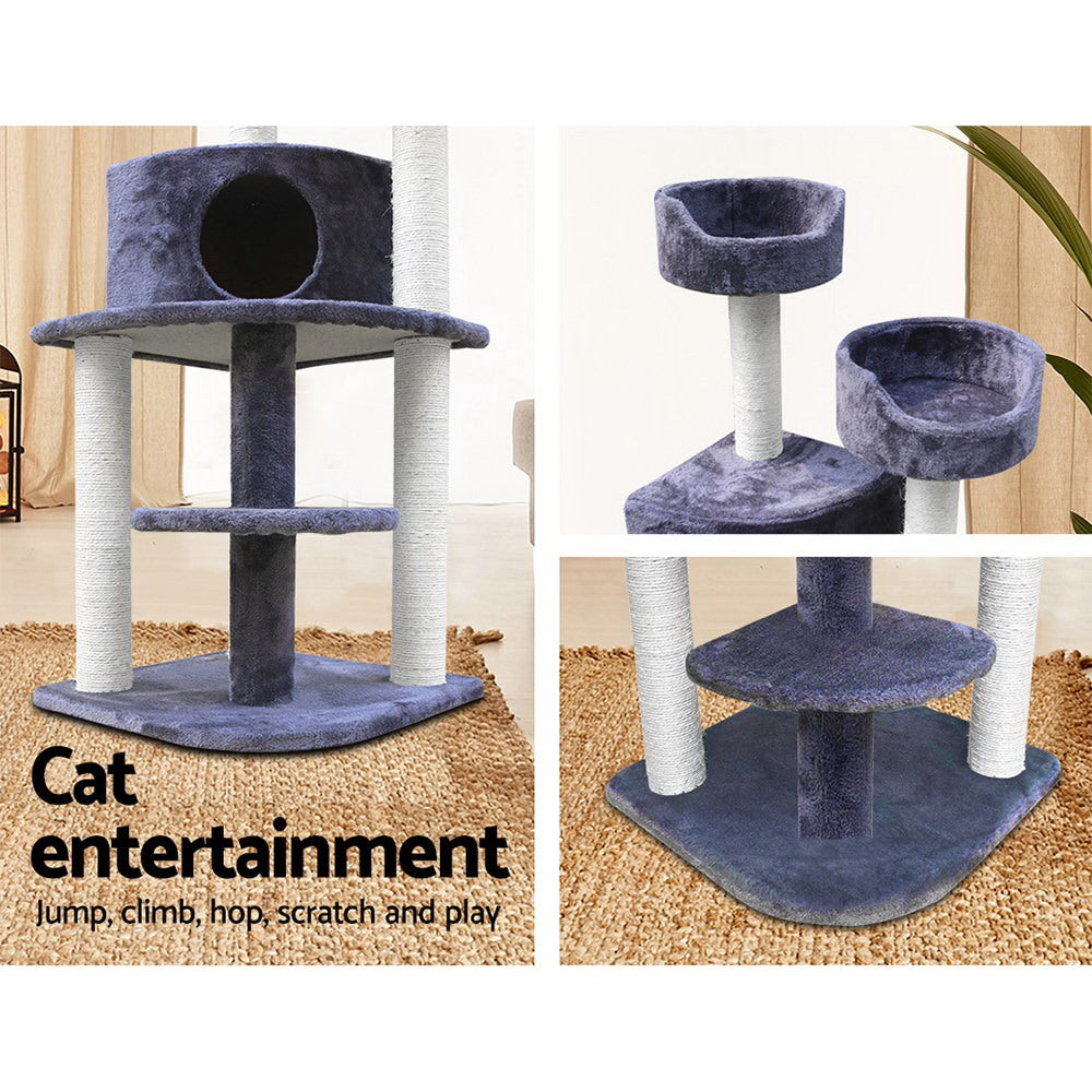 i.Pet Cat Tree 126cm Tower Scratching Post Scratcher Condo Trees House Grey Big Bedding Australia
