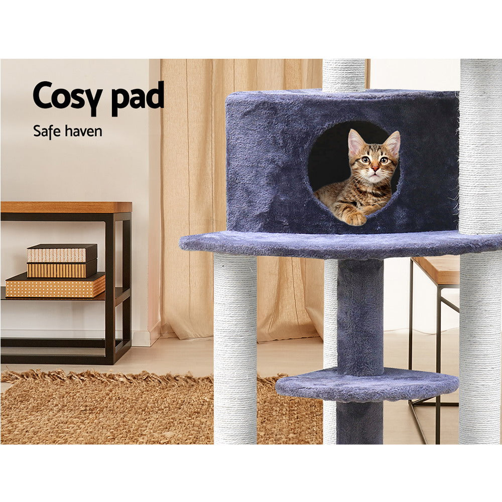 i.Pet Cat Tree 126cm Tower Scratching Post Scratcher Condo Trees House Grey Big Bedding Australia