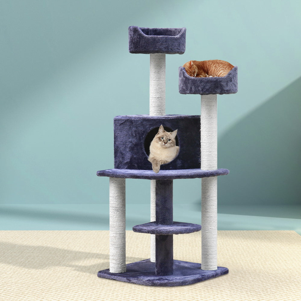 i.Pet Cat Tree 126cm Tower Scratching Post Scratcher Condo Trees House Grey Big Bedding Australia