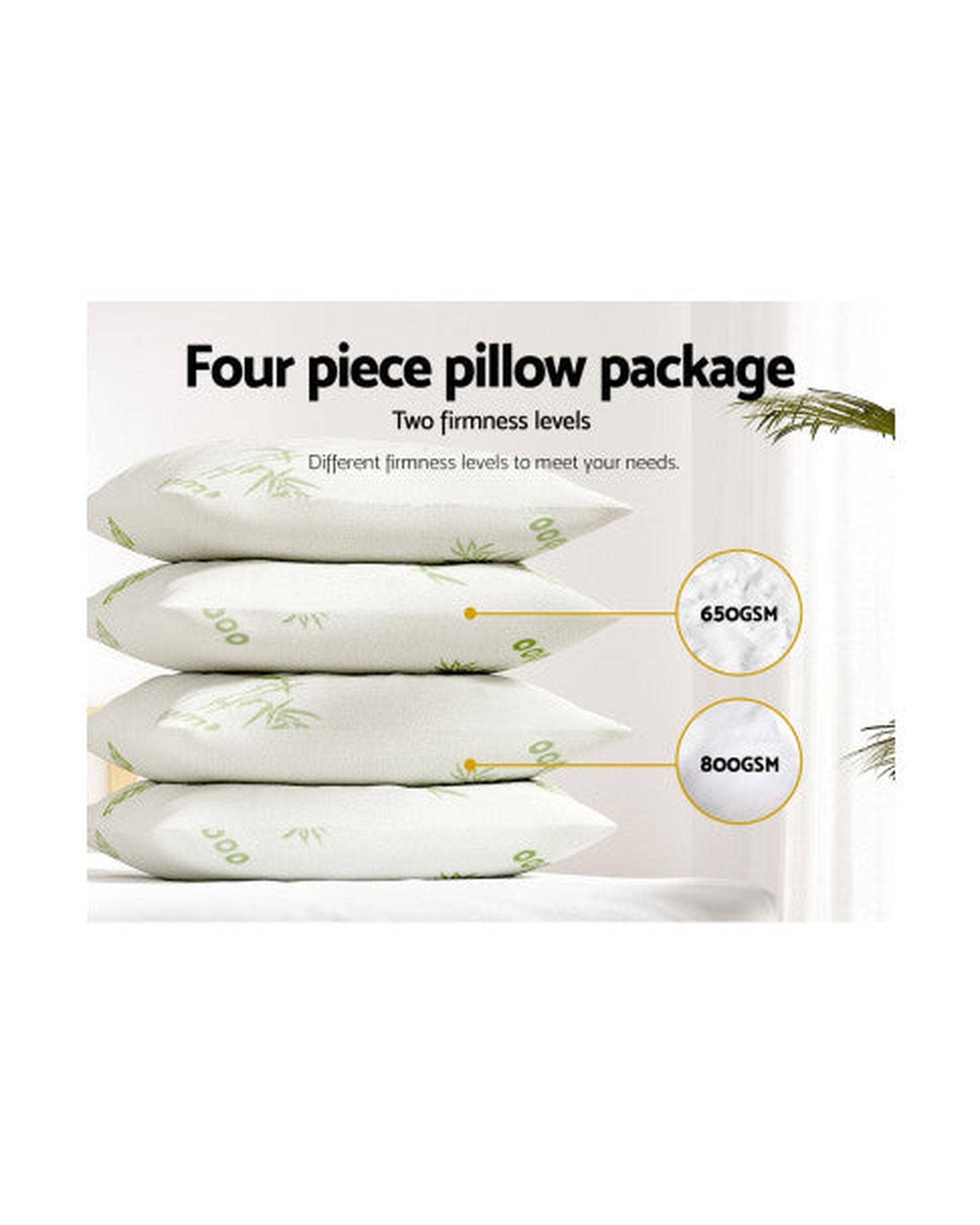Bedding 4 Pack Bamboo Pillow Family Hotel Giselle