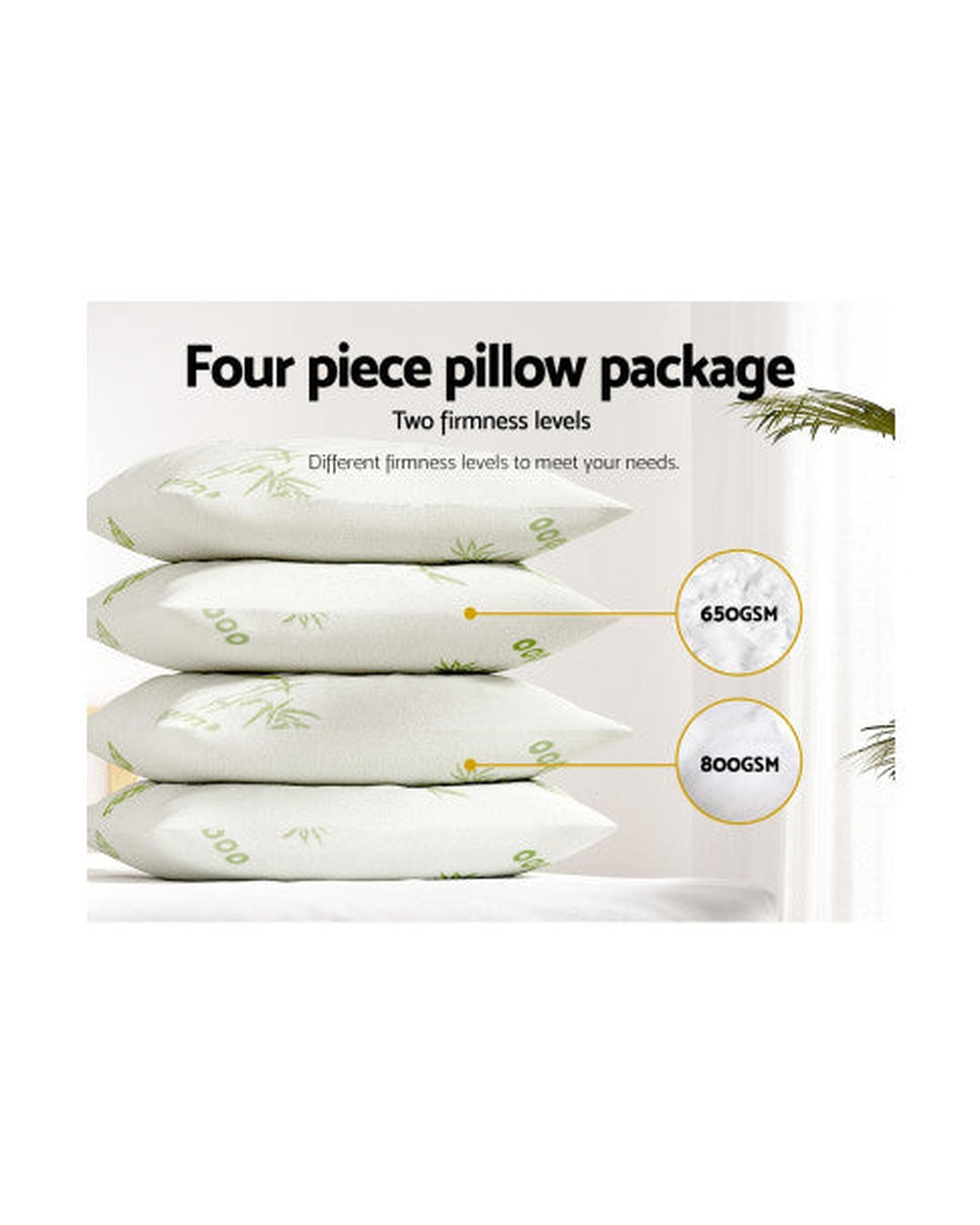 Bedding 4 Pack Bamboo Pillow Family Hotel Giselle