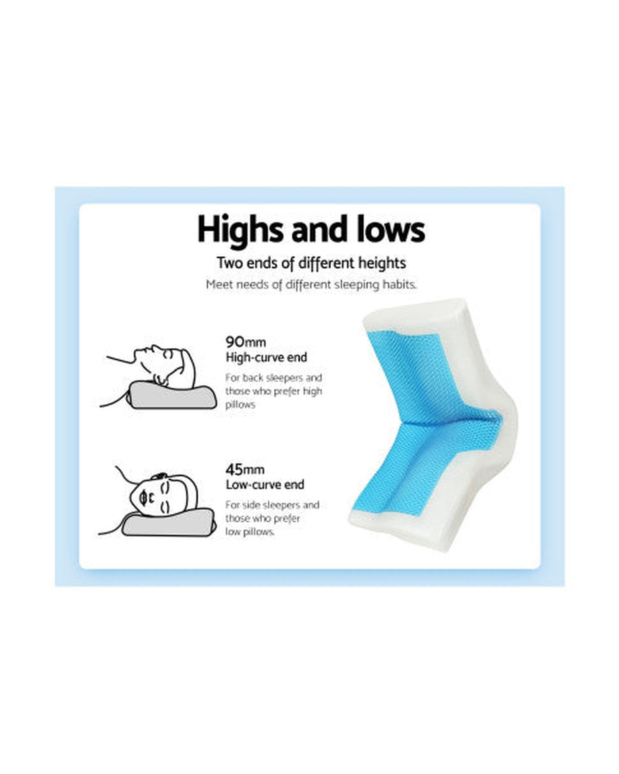 Bedding Memory Foam Contour Pillow Cool Gel Bamboo Cover Giselle