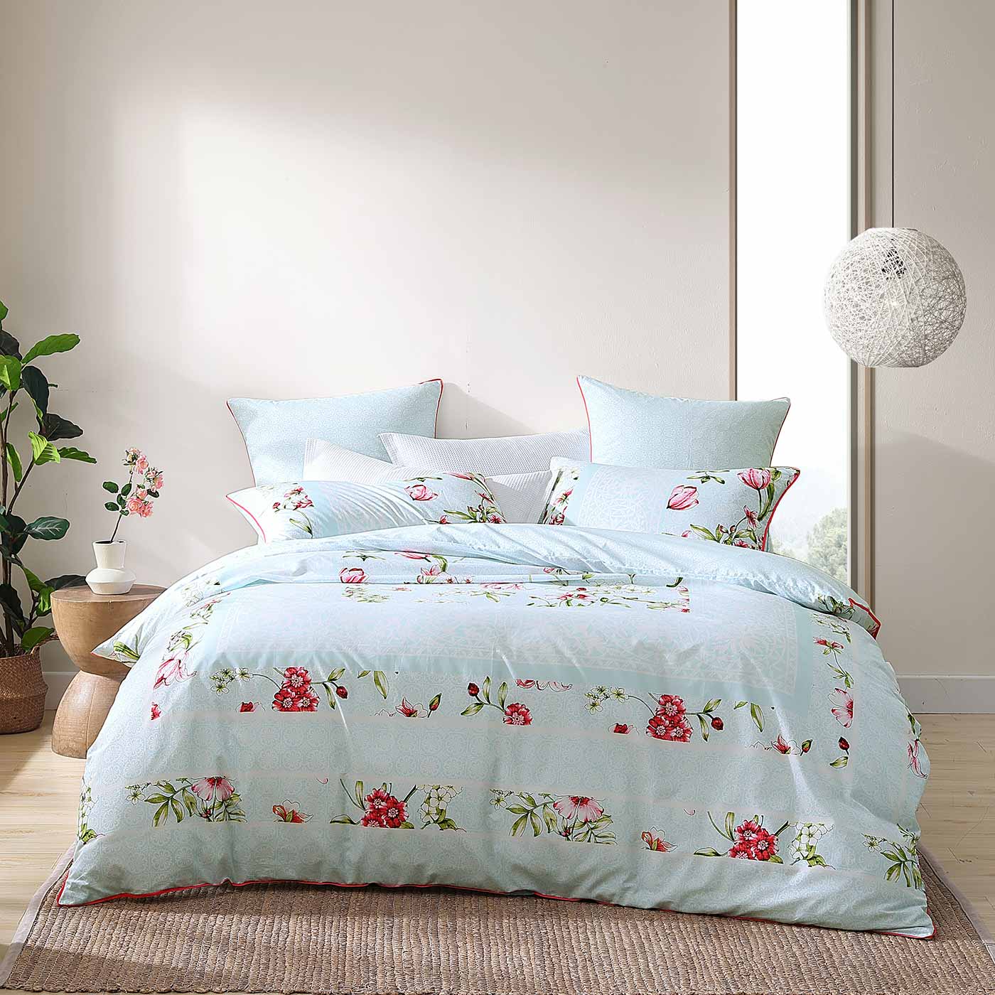 Logan & Mason POSIE AQUA QUILT COVER SET Logan & Mason