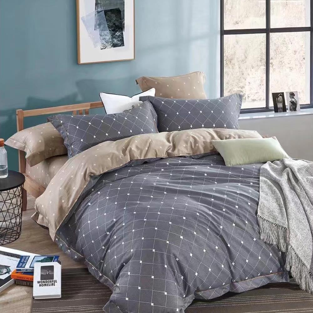 Luxor Cotton Blue Net Design Quilt Doona Duvet Cover Set