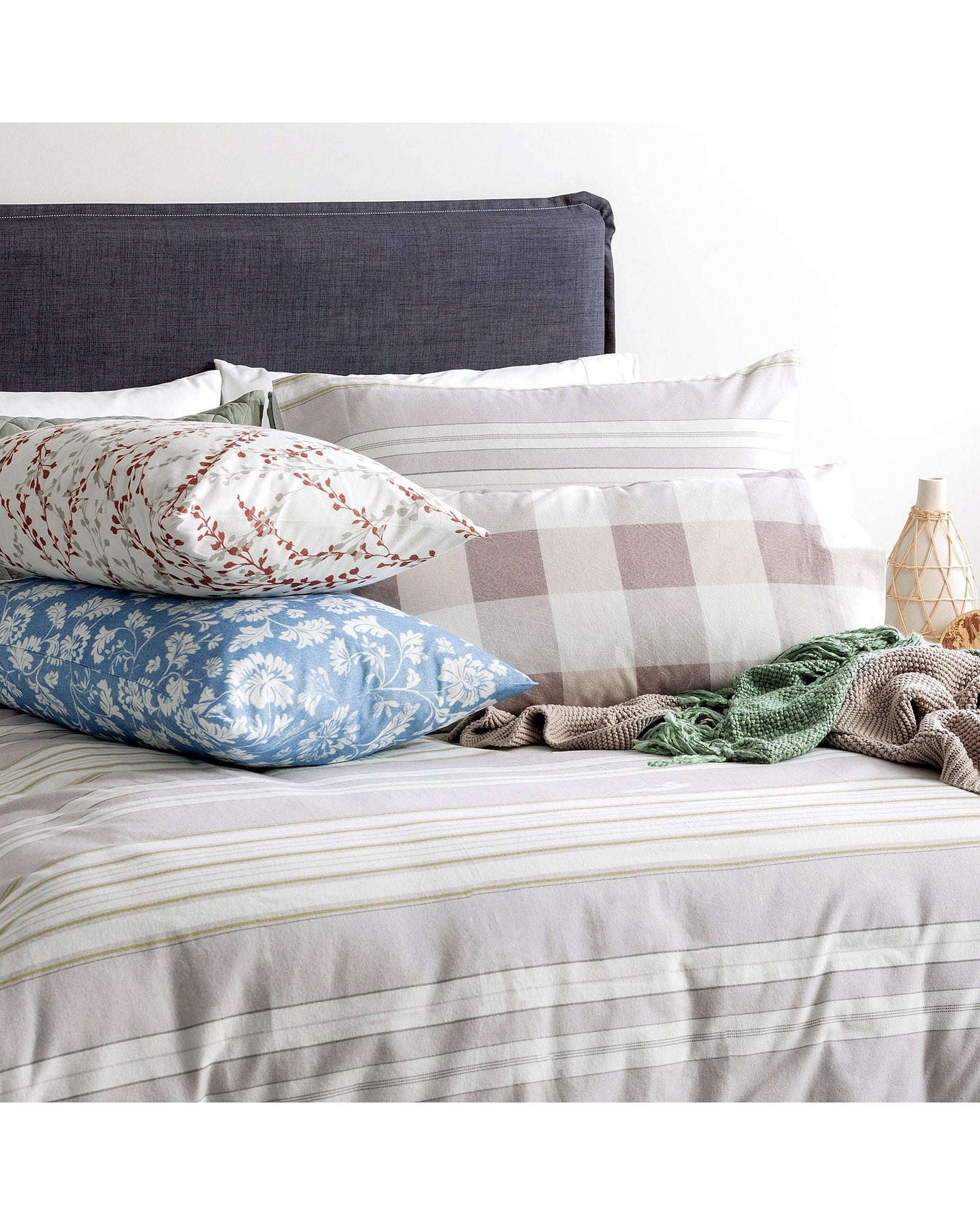 Park Avenue 175 GSM Egyptian Cotton Flannelette Quilt Cover Set Single Buffalo Checks Park Avenue