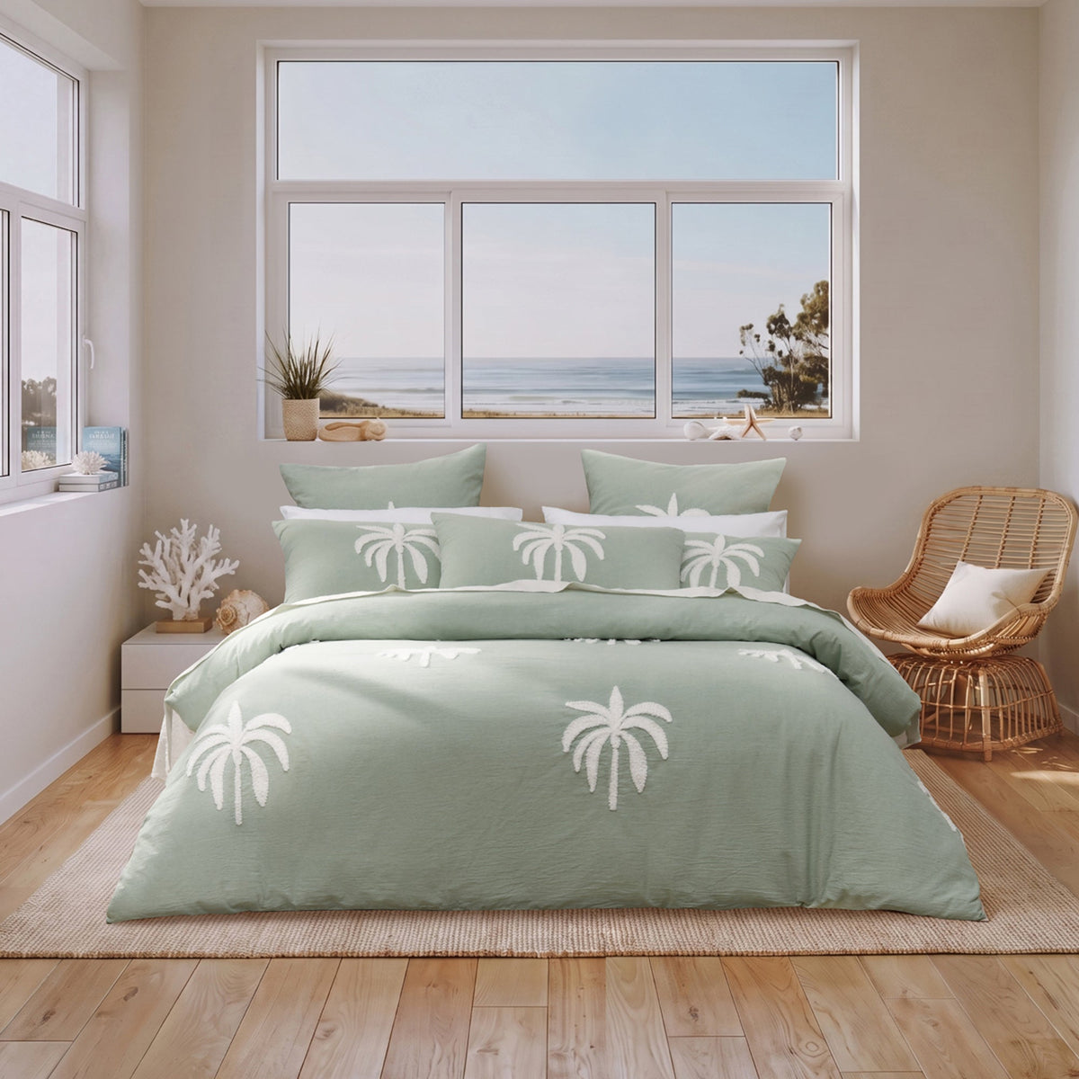 Bianca Bedding Palm Cove Sage Cotton Quilt Cover Set