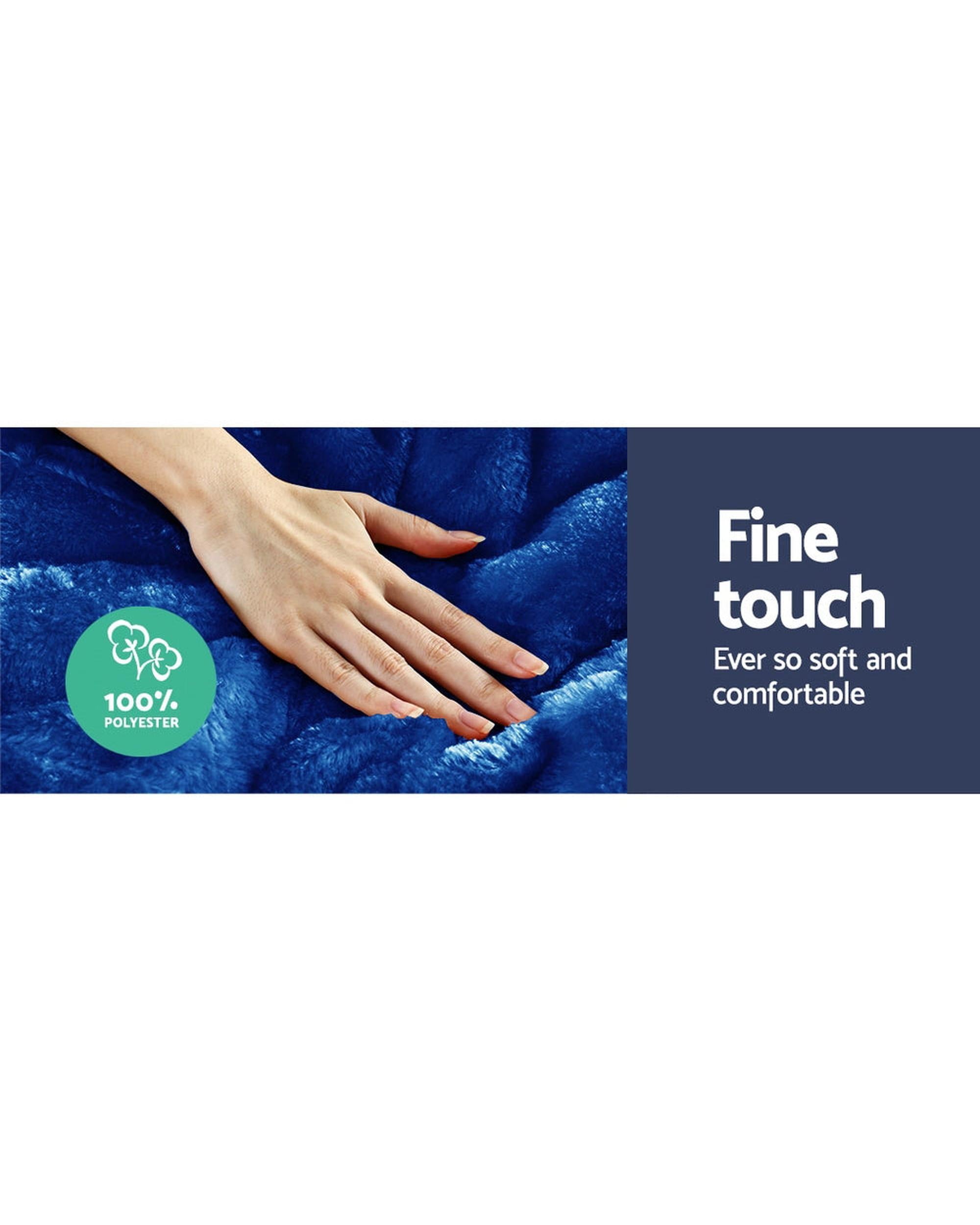 Faux Mink Quilt Comforter Winter Weight Throw Blanket Blue