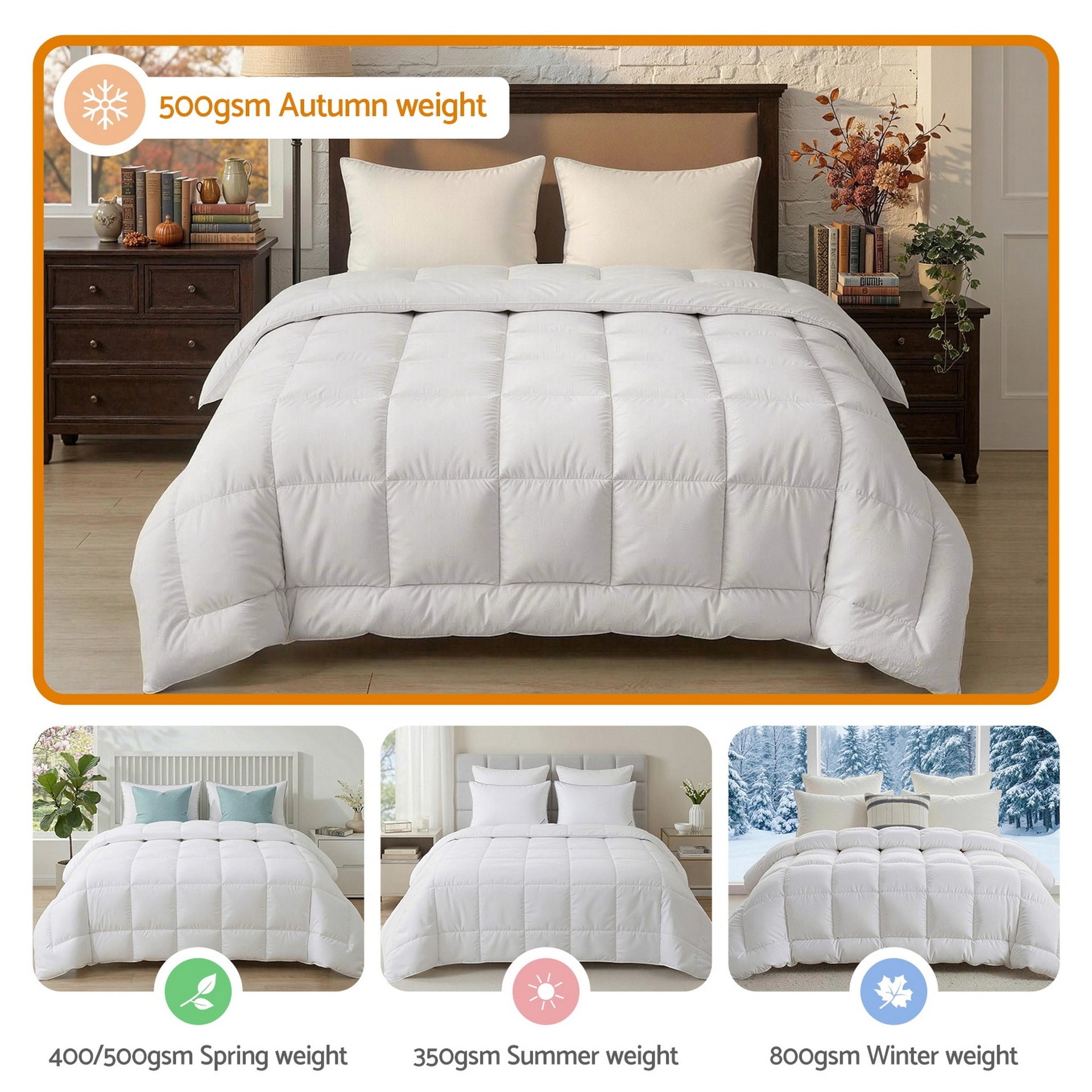 Wool Quilt 500GSM Thick Winter Doona Baffle Box Construction 100% Wool Filling