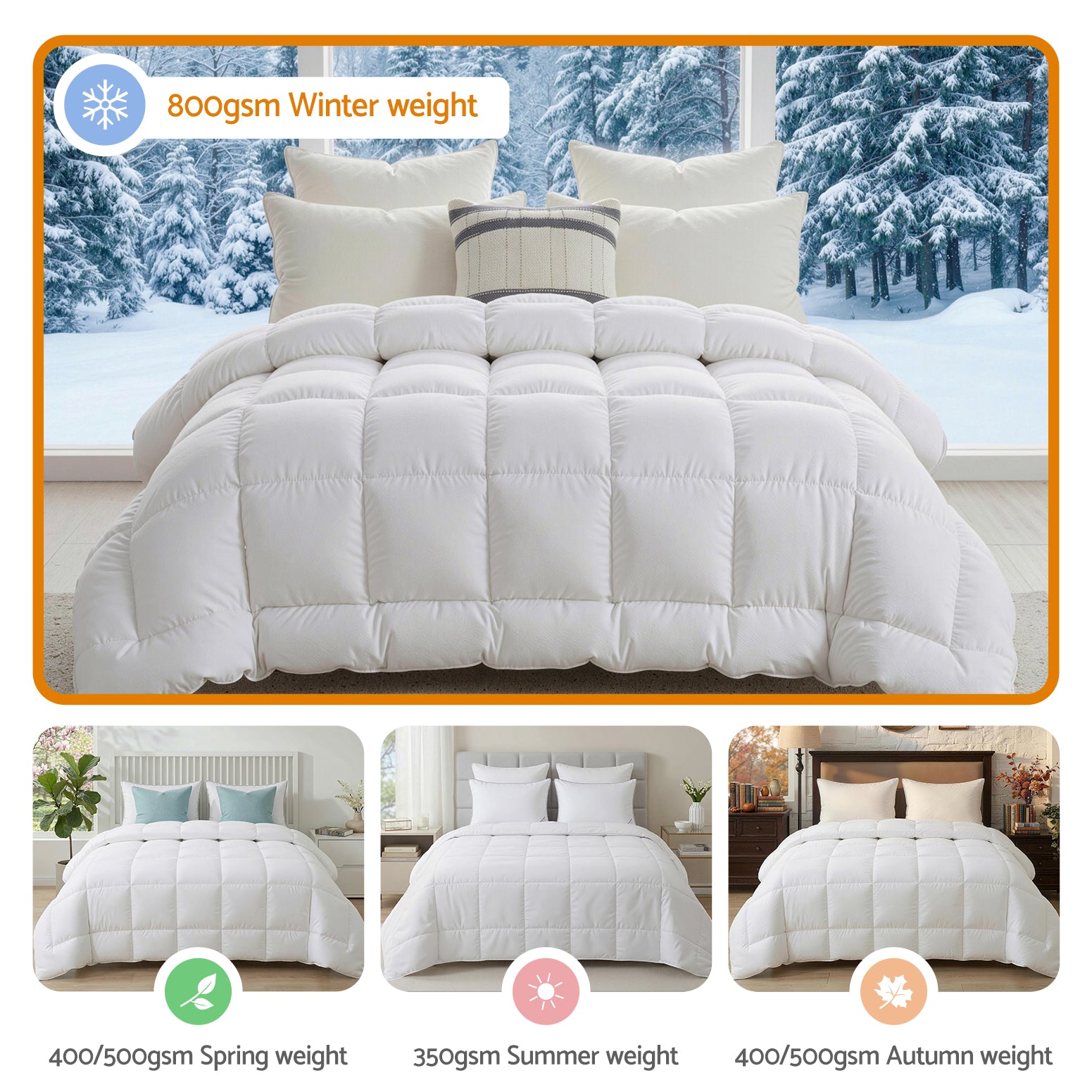 Wool Quilt 800GSM Extra Thick Winter Doona Baffle Box Construction 100% Wool Filling
