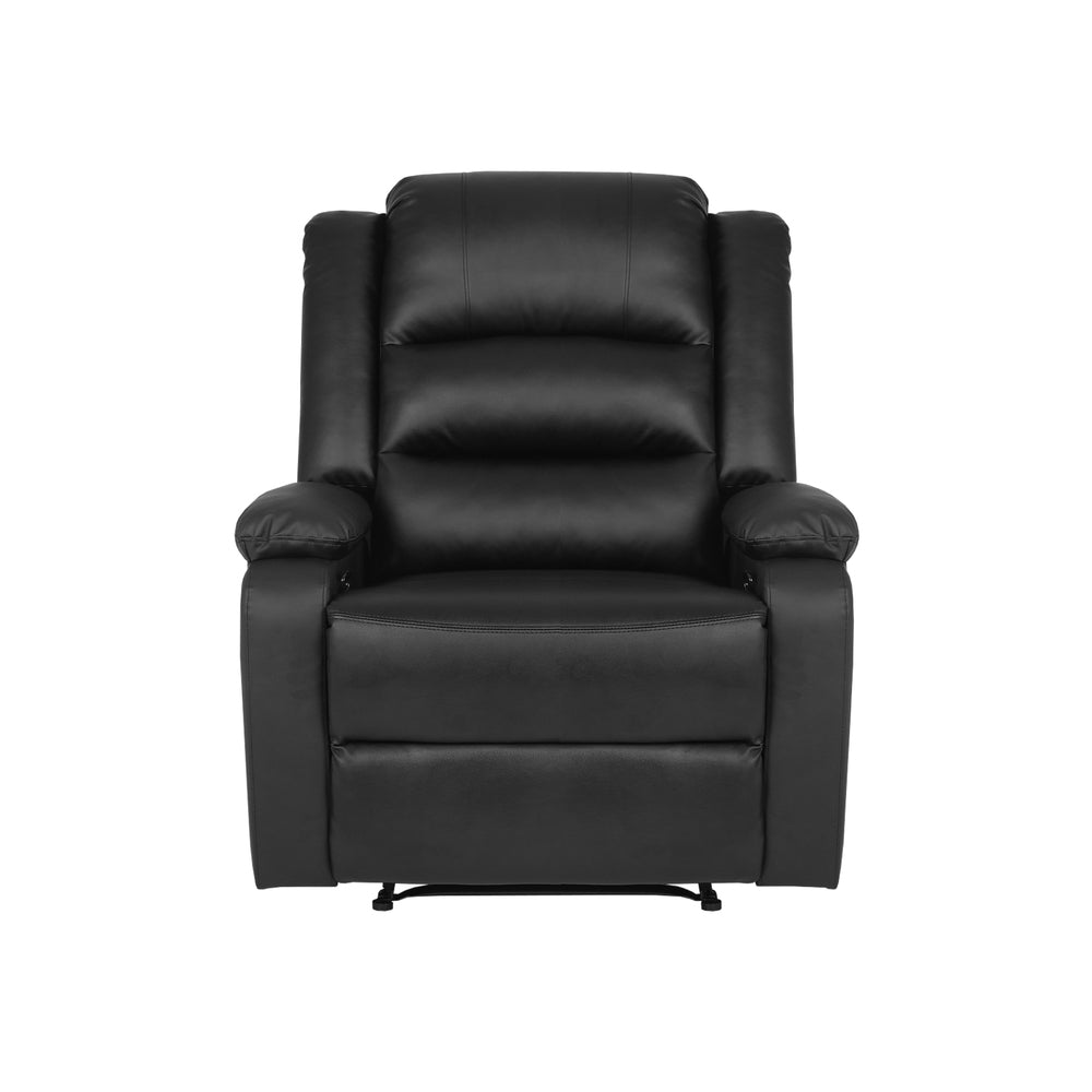 Recliner Chair Armchair with Side Pocket Leather Black (Copy) Oikiture