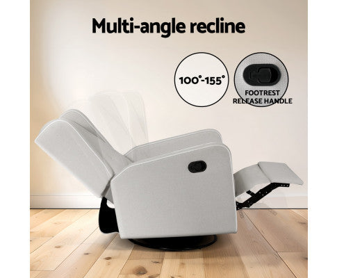 Recliner Armchair 360Â° Swivel Grey Fabric Artiss