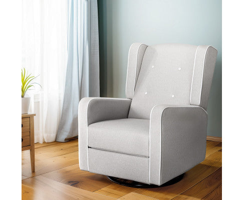 Recliner Armchair 360Â° Swivel Grey Fabric Artiss