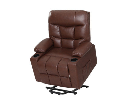 Recliner Chair Lift Assist Heated Massage Chair Leather Claude Artiss