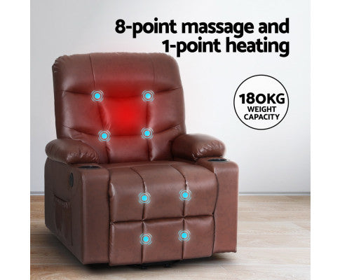 Recliner Chair Lift Assist Heated Massage Chair Leather Claude Artiss