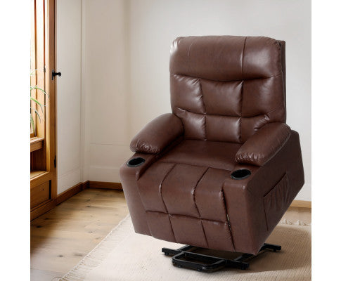 Recliner Chair Lift Assist Heated Massage Chair Leather Claude Artiss
