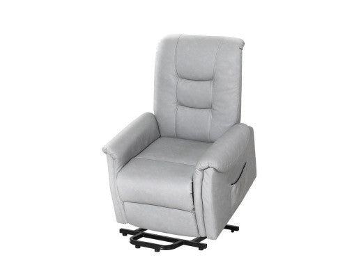 Recliner Chair Lift Assist Chair Grey Leather Artiss
