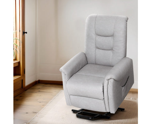 Recliner Chair Lift Assist Chair Grey Leather Artiss