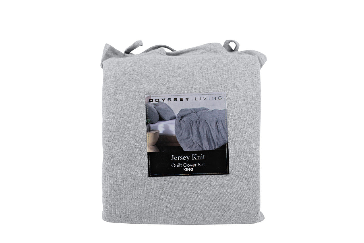 Odyssey Living Bamboo Blend Quilt Cover Set - Soft Grey Marle Bas Phillips