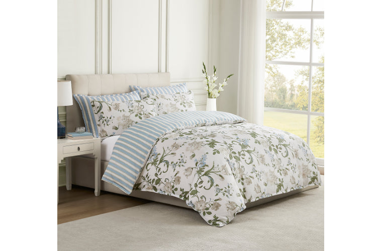 LAURA ASHLEY ROSALIND SEASPRAY QUILT COVER SET