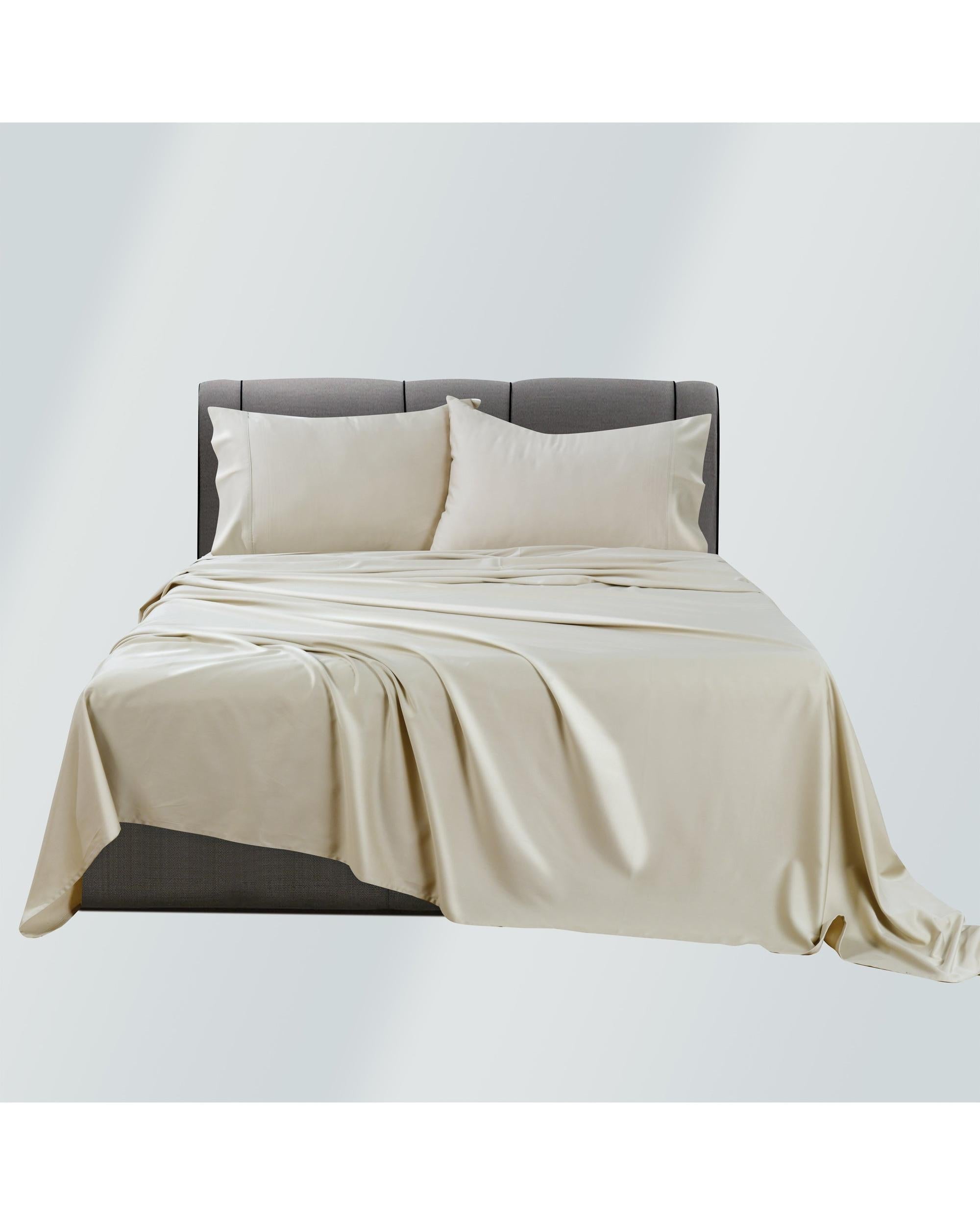 Bianca Bedding Rosebank Extra Long, Extra Wide Flat 500 TC Bamboo/Cotton Sheet Set - Sand Bianca Bedding
