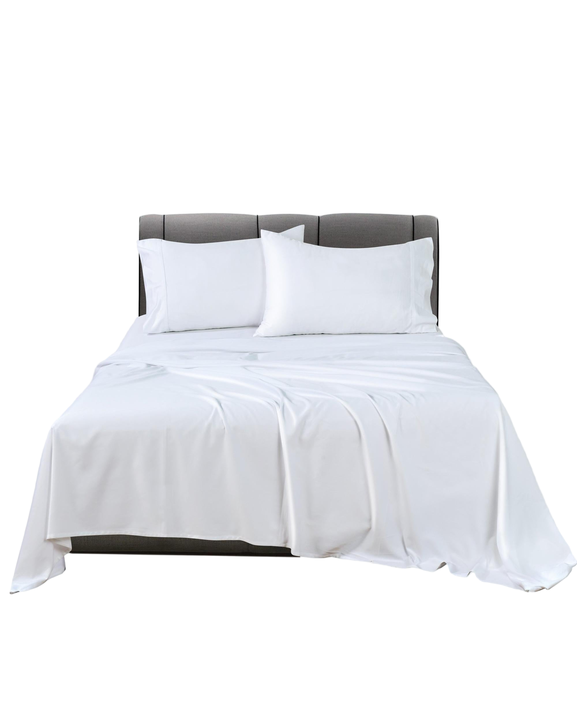 Bianca Bedding Rosebank Extra Long, Extra Wide Flat 500 TC Bamboo/Cotton Sheet Set - White Bianca Bedding