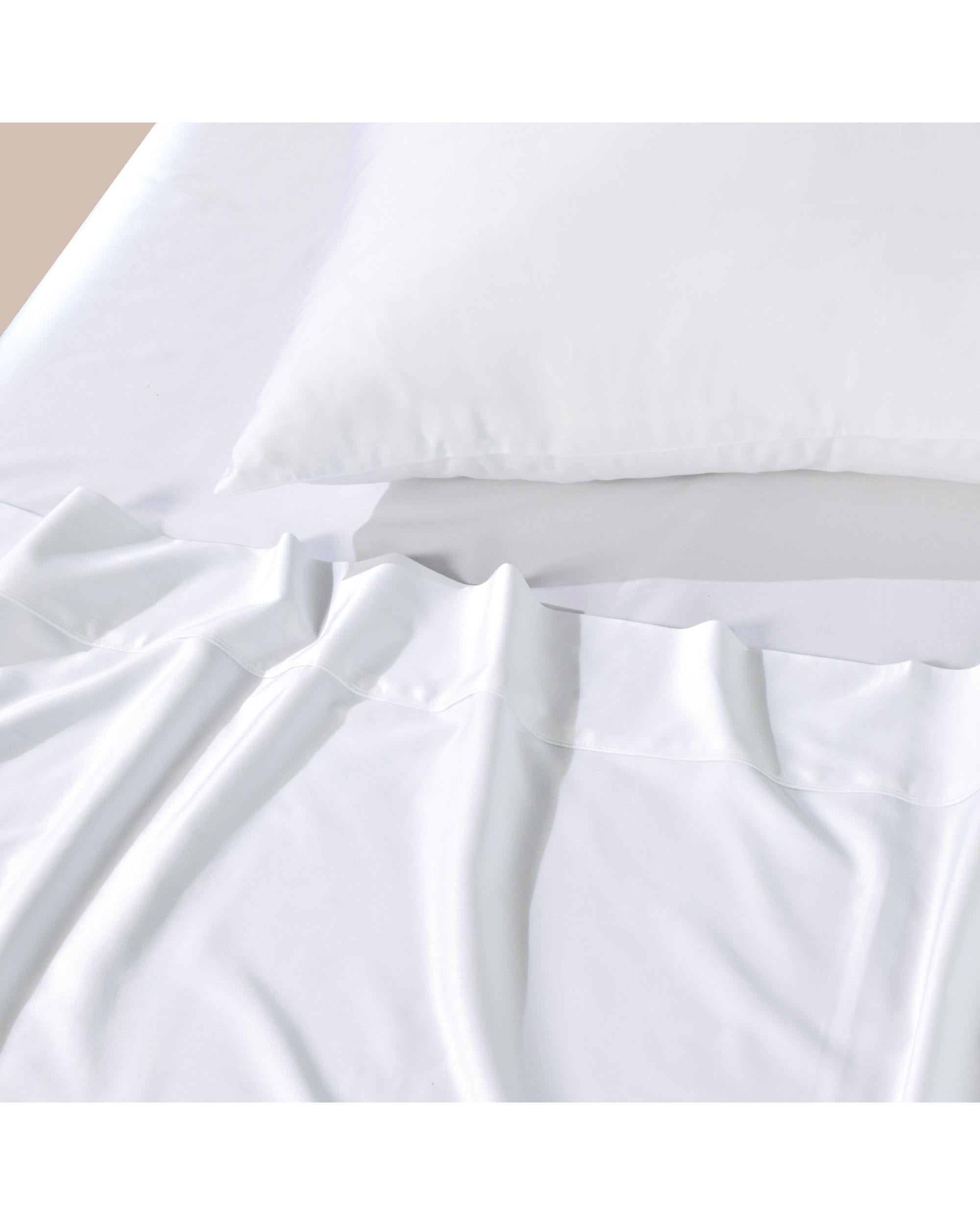 Bianca Bedding Rosebank Extra Long, Extra Wide Flat 500 TC Bamboo/Cotton Sheet Set - White Bianca Bedding