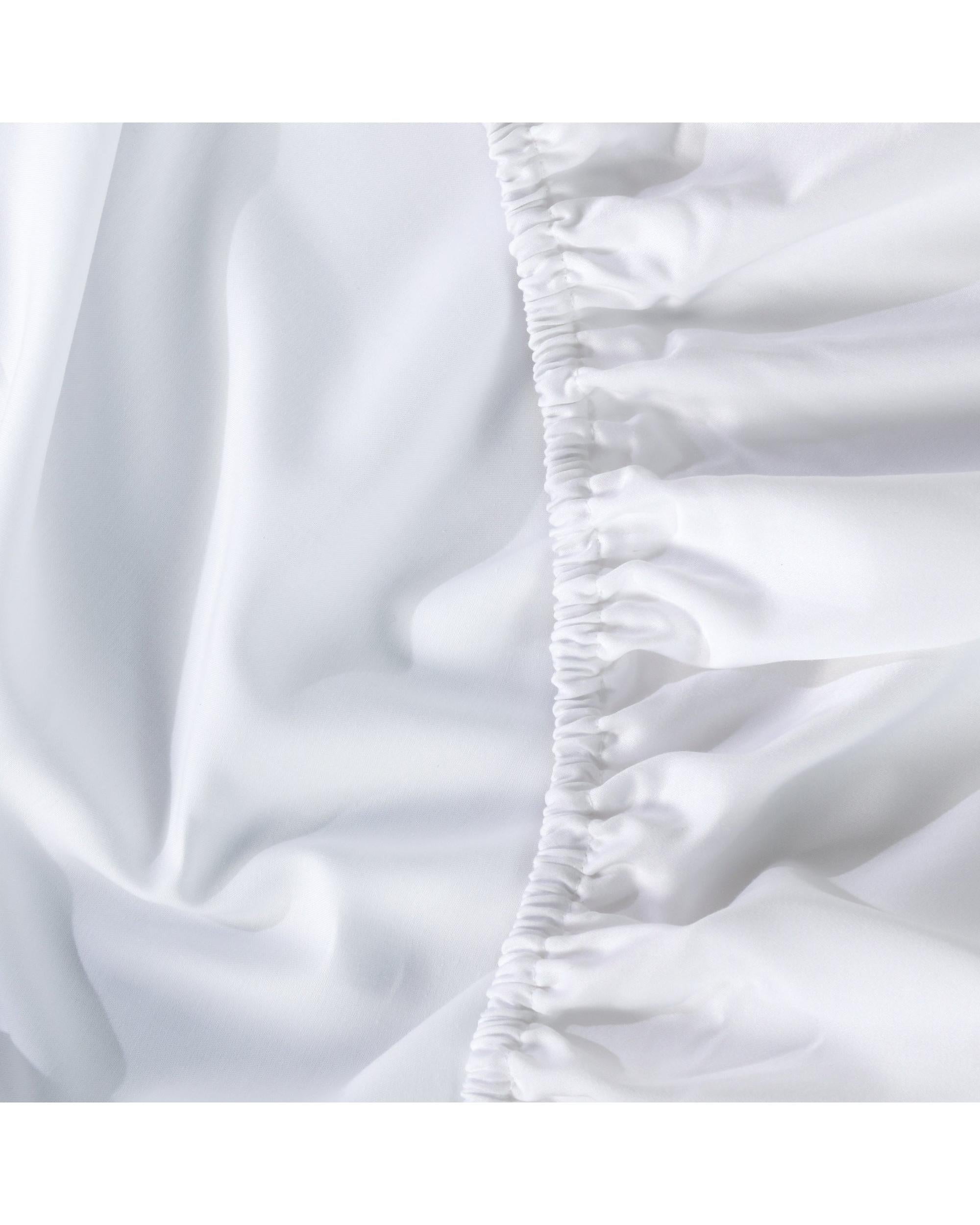 Bianca Bedding Rosebank Extra Long, Extra Wide Flat 500 TC Bamboo/Cotton Sheet Set - White Bianca Bedding