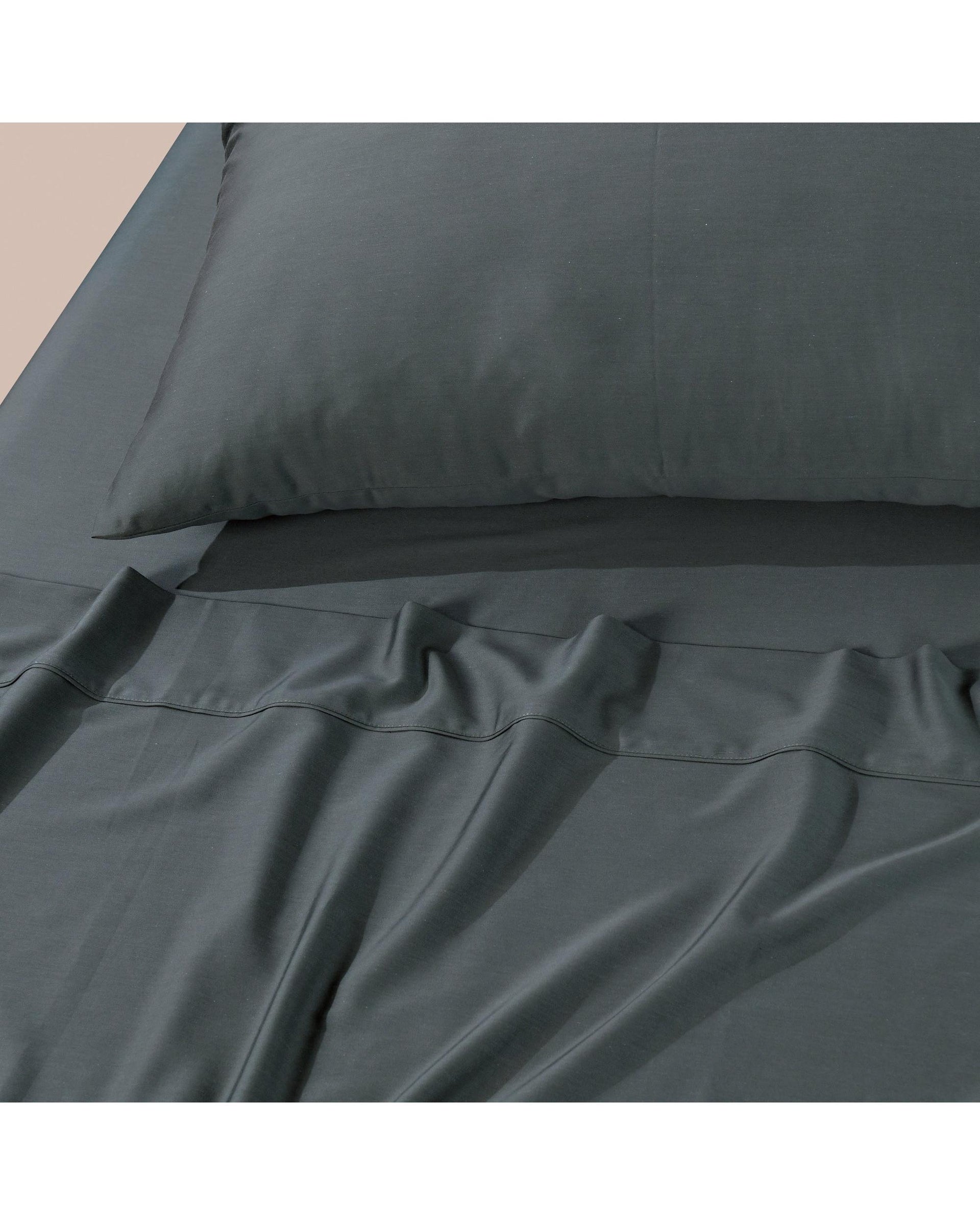 Bianca Bedding Rosebank Extra Long, Extra Wide Flat 500 TC Bamboo/Cotton Sheet Set - Charcoall Bianca Bedding