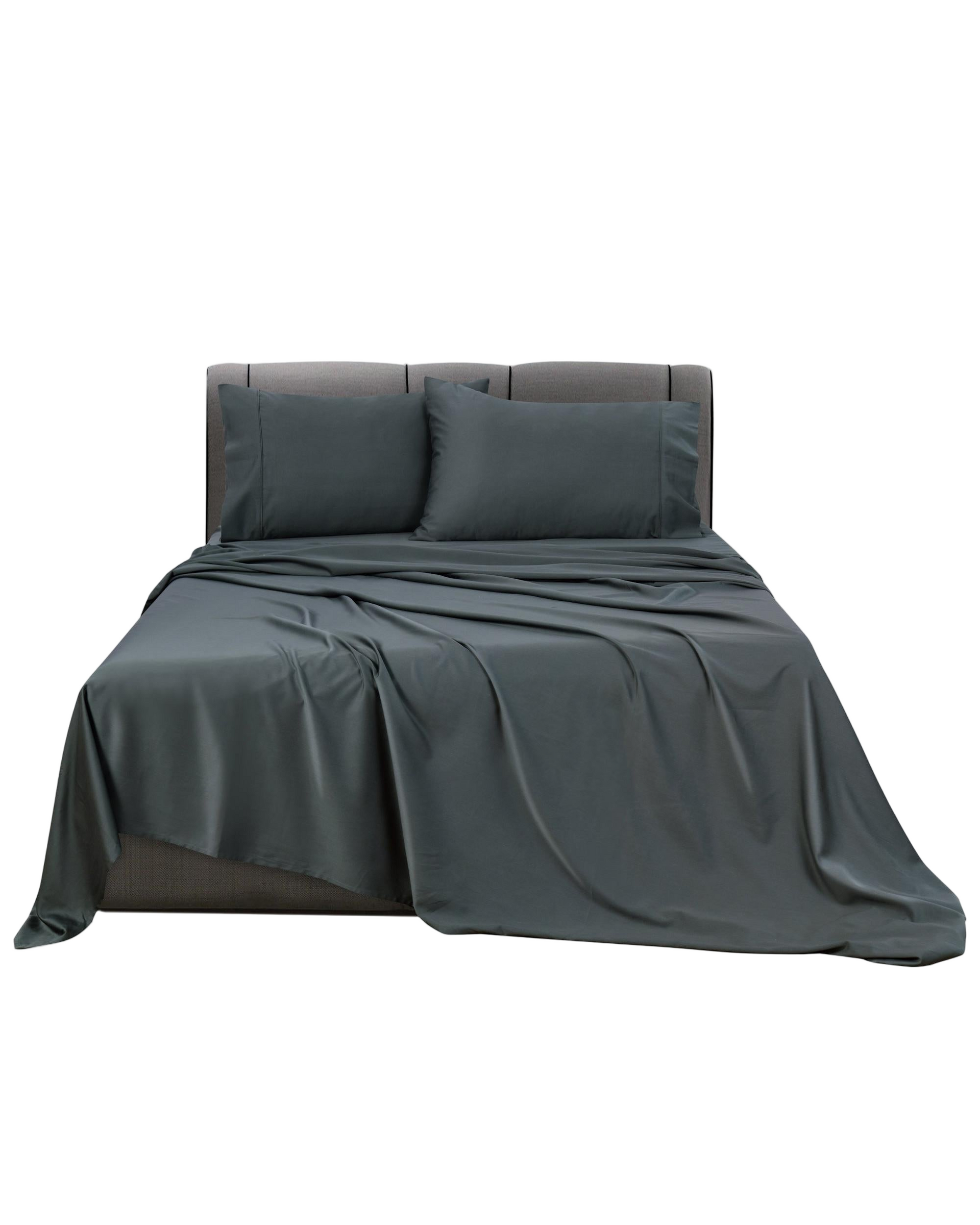Bianca Bedding Rosebank Extra Long, Extra Wide Flat 500 TC Bamboo/Cotton Sheet Set - Charcoal Bianca Bedding