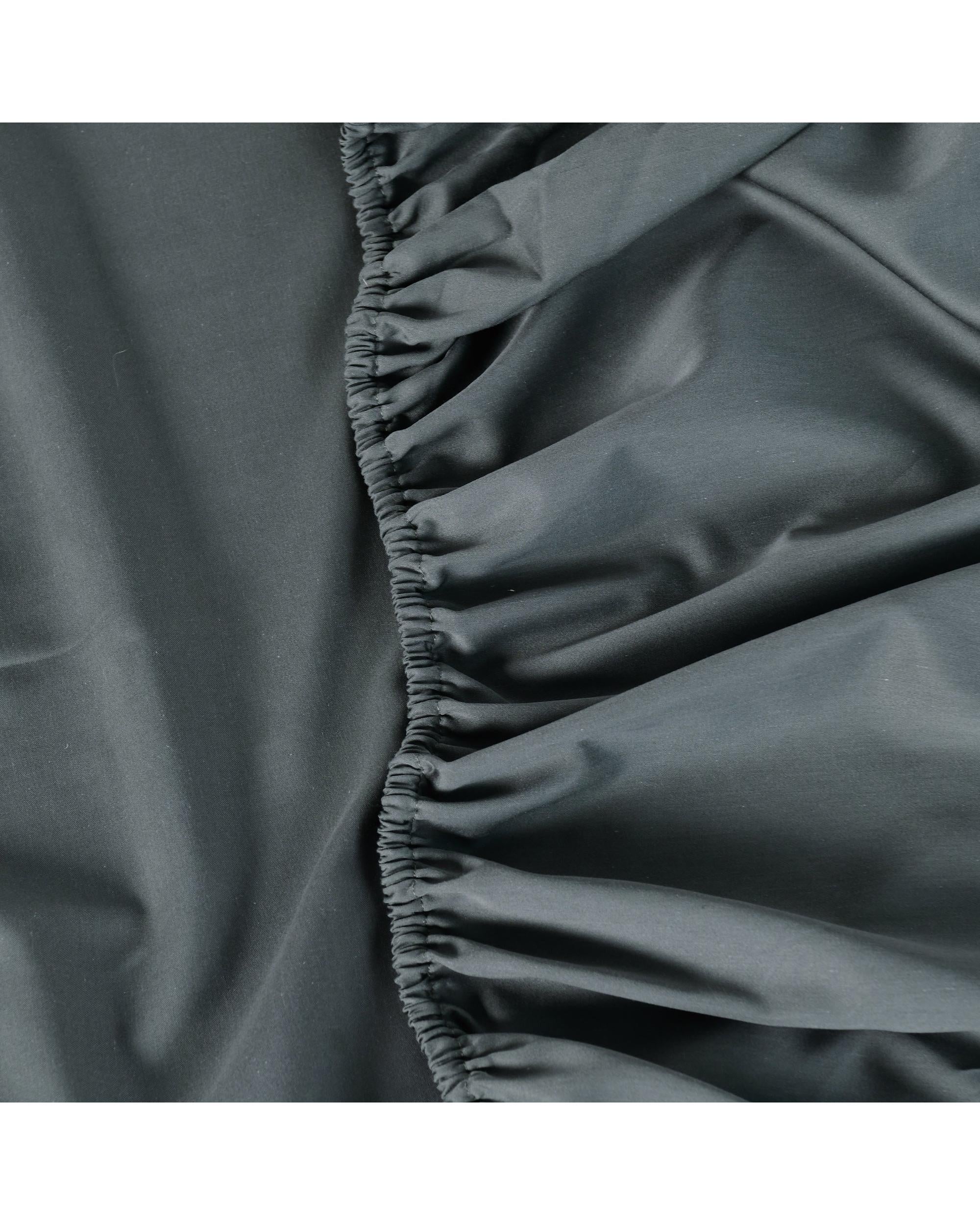 Bianca Bedding Rosebank Extra Long, Extra Wide Flat 500 TC Bamboo/Cotton Sheet Set - Charcoall Bianca Bedding