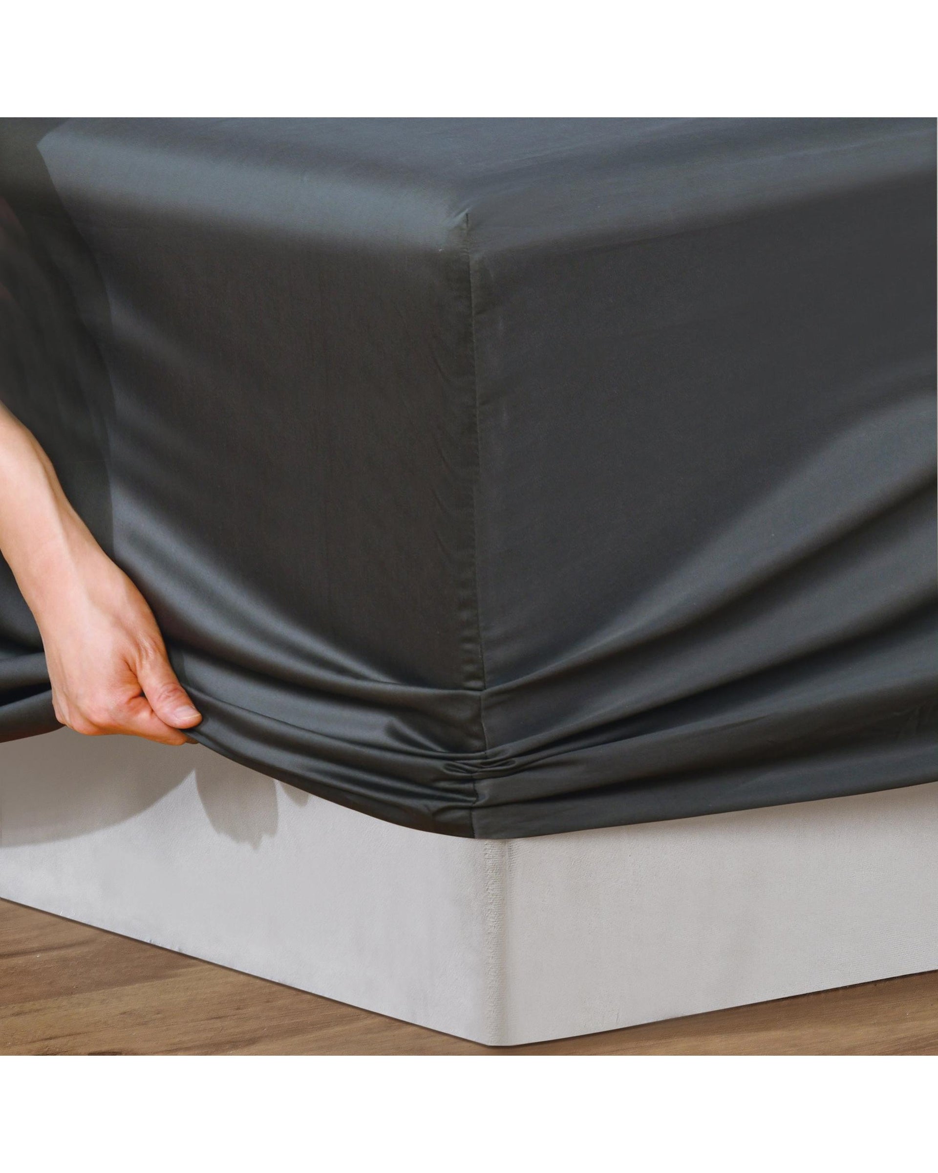 Bianca Bedding Rosebank Extra Long, Extra Wide Flat 500 TC Bamboo/Cotton Sheet Set - Charcoall Bianca Bedding