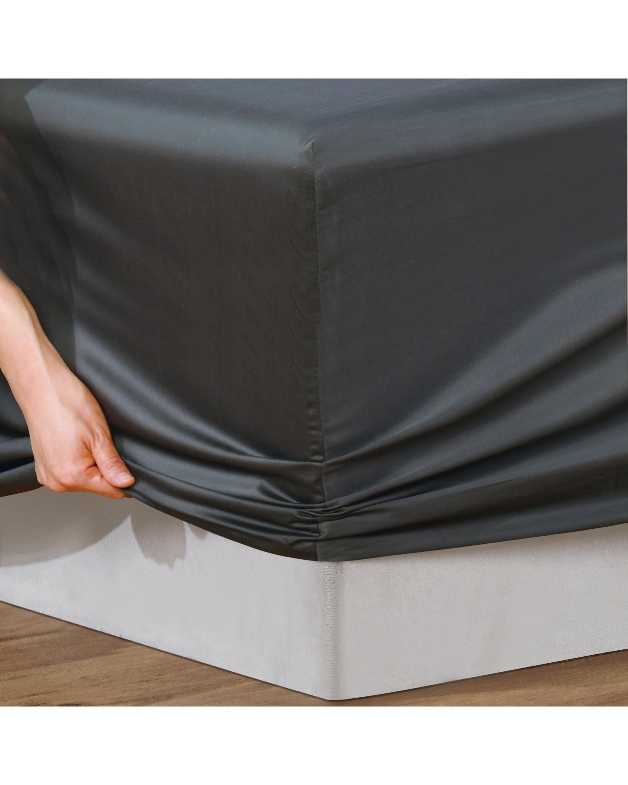 Bianca Bedding Rosebank Extra Long, Extra Wide Flat 500 TC Bamboo/Cotton Sheet Set - Charcoall Bianca Bedding