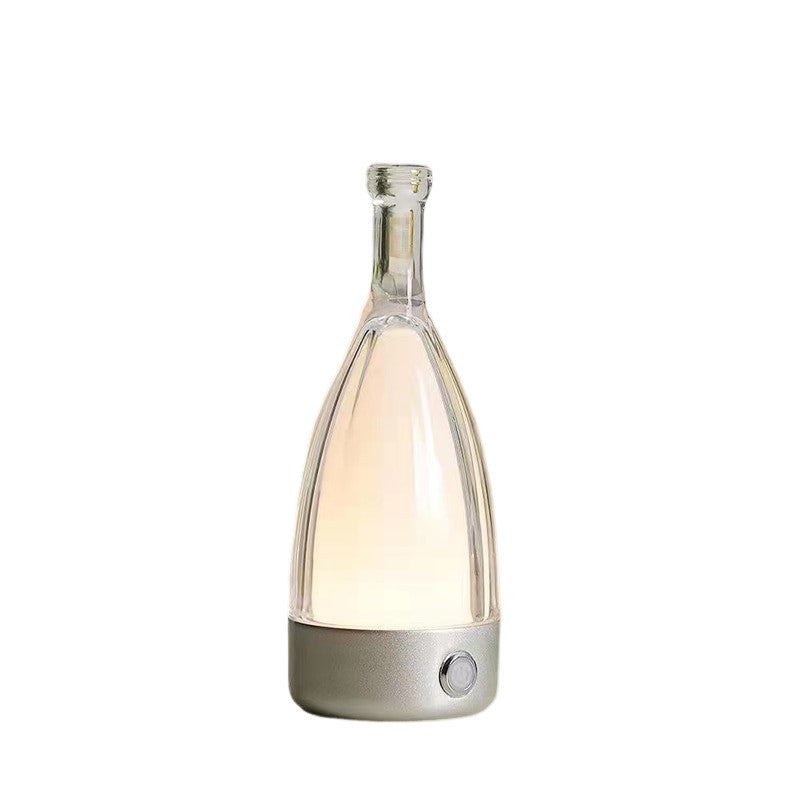 Anyhouz Luxury Lamp Bluetooth Speaker Silver Wine Bottle Home Decor USB Rechargeable Table Accents for Bedroom Hotel Living Room