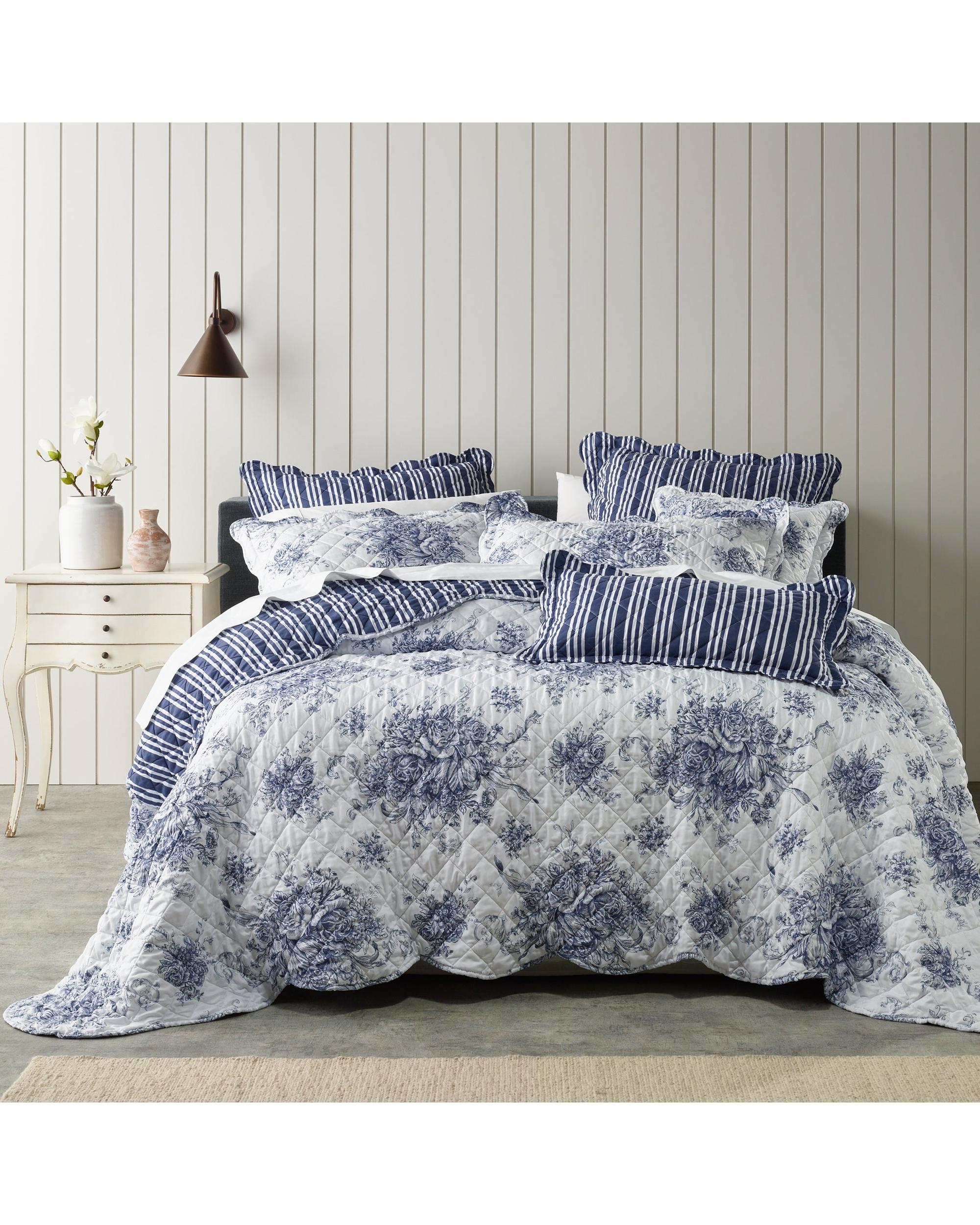 Bianca Bedding Amorette 5-7 Piece Set Blue Polyester Bedspread Set Bianca Bedding