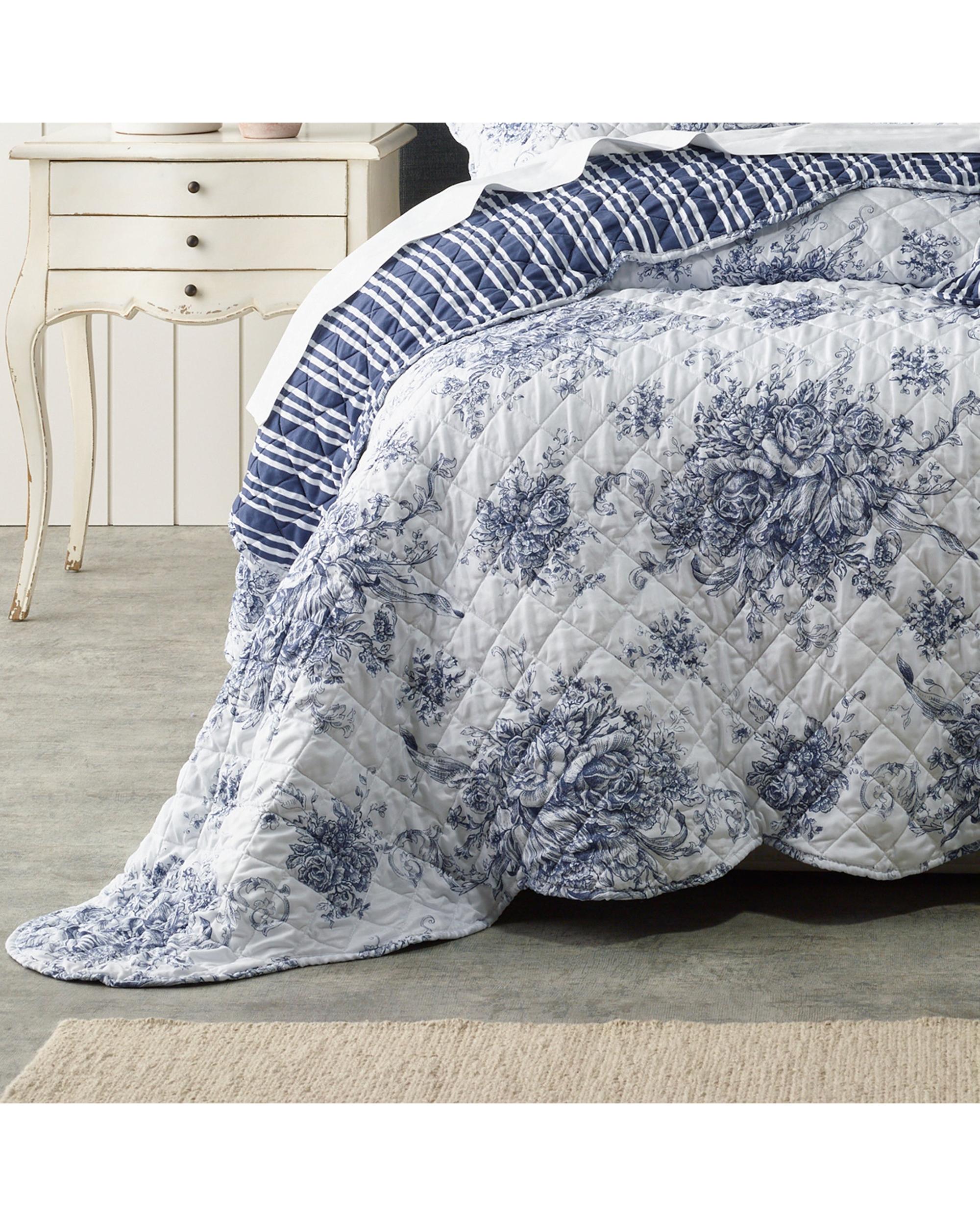 Bianca Bedding Amorette 5-7 Piece Set Blue Polyester Bedspread Set Bianca Bedding