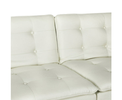 Sofa Bed 192CM Beige Faux Linen Fabric Artiss