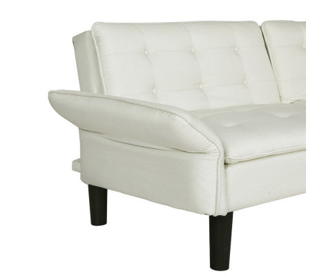 Sofa Bed 192CM Beige Faux Linen Fabric Artiss