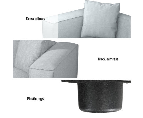 Modular Sofa Chaise Set 2-Seater Grey Artiss