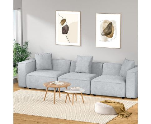 Modular Sofa Chaise Set 3-Seater Grey Artiss