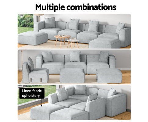 Modular Sofa Chaise Set 6-Seater Grey Artiss