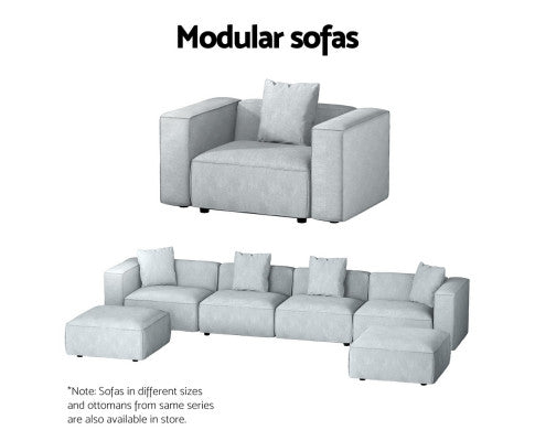 Modular Sofa Chaise Set 1-Seater Grey Artiss