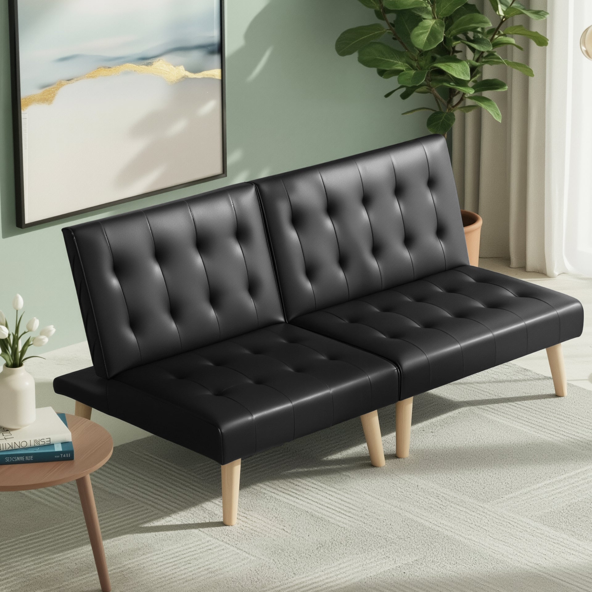 Artiss Sofa Bed Couch 2 Seater Lounge Fabric Black
